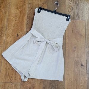 Abercrombie & Fitch linen blend smocked-top romper